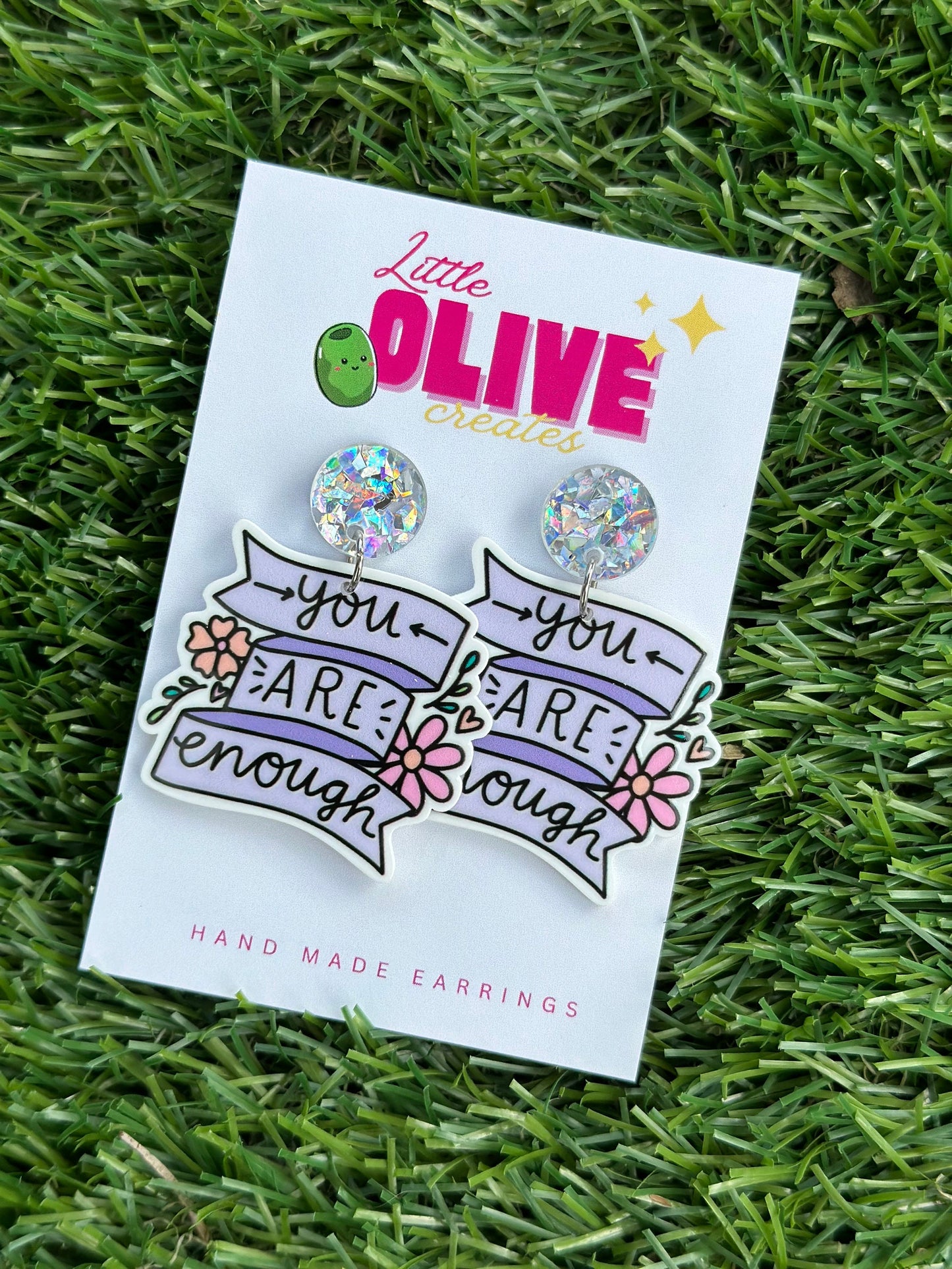 Empowerment Elegance: 'You Are Enough' Dangle Earrings