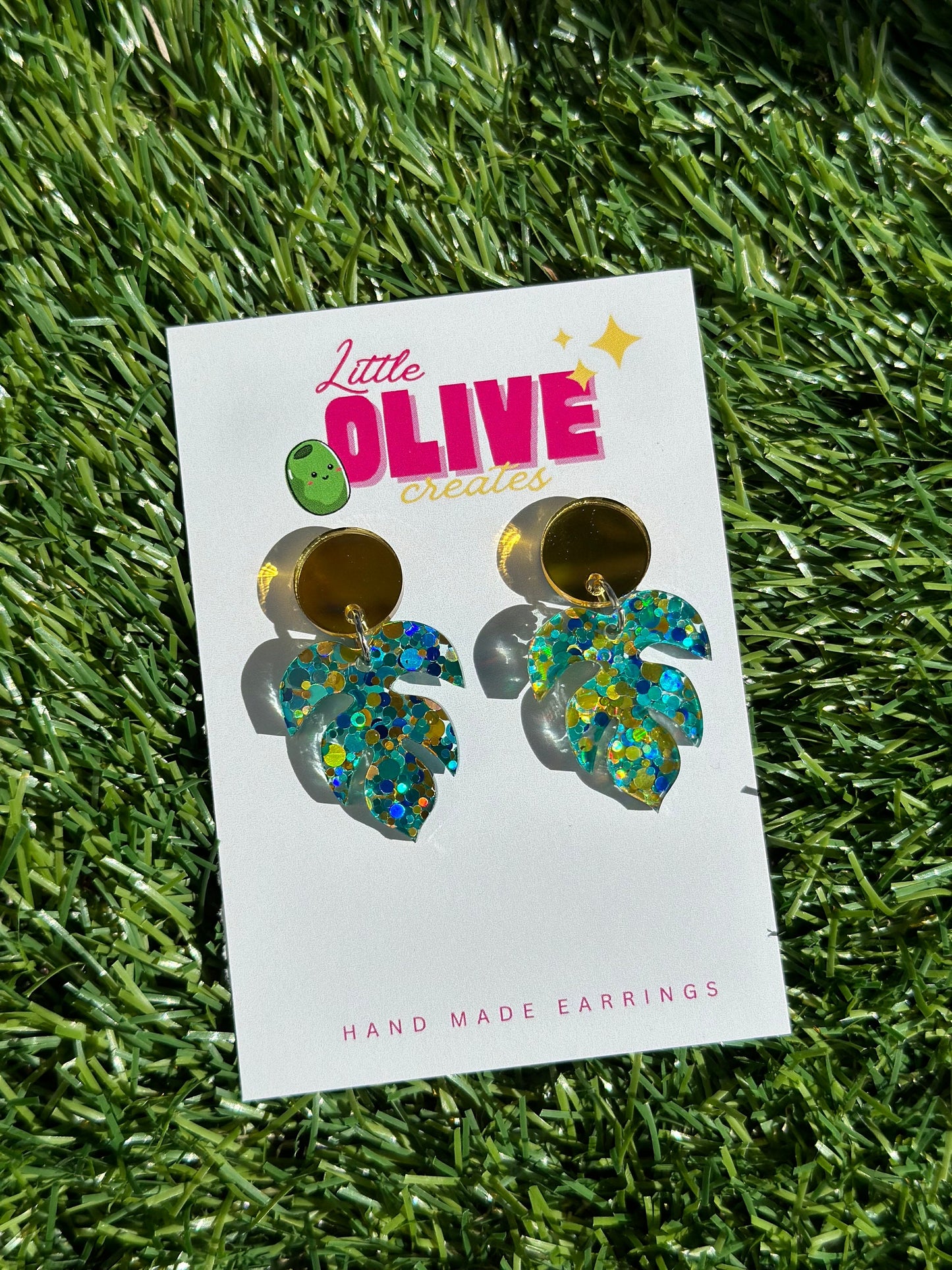 Glitzy and Gorgeous Leaf Dangle Earrings - for Plant Lovers