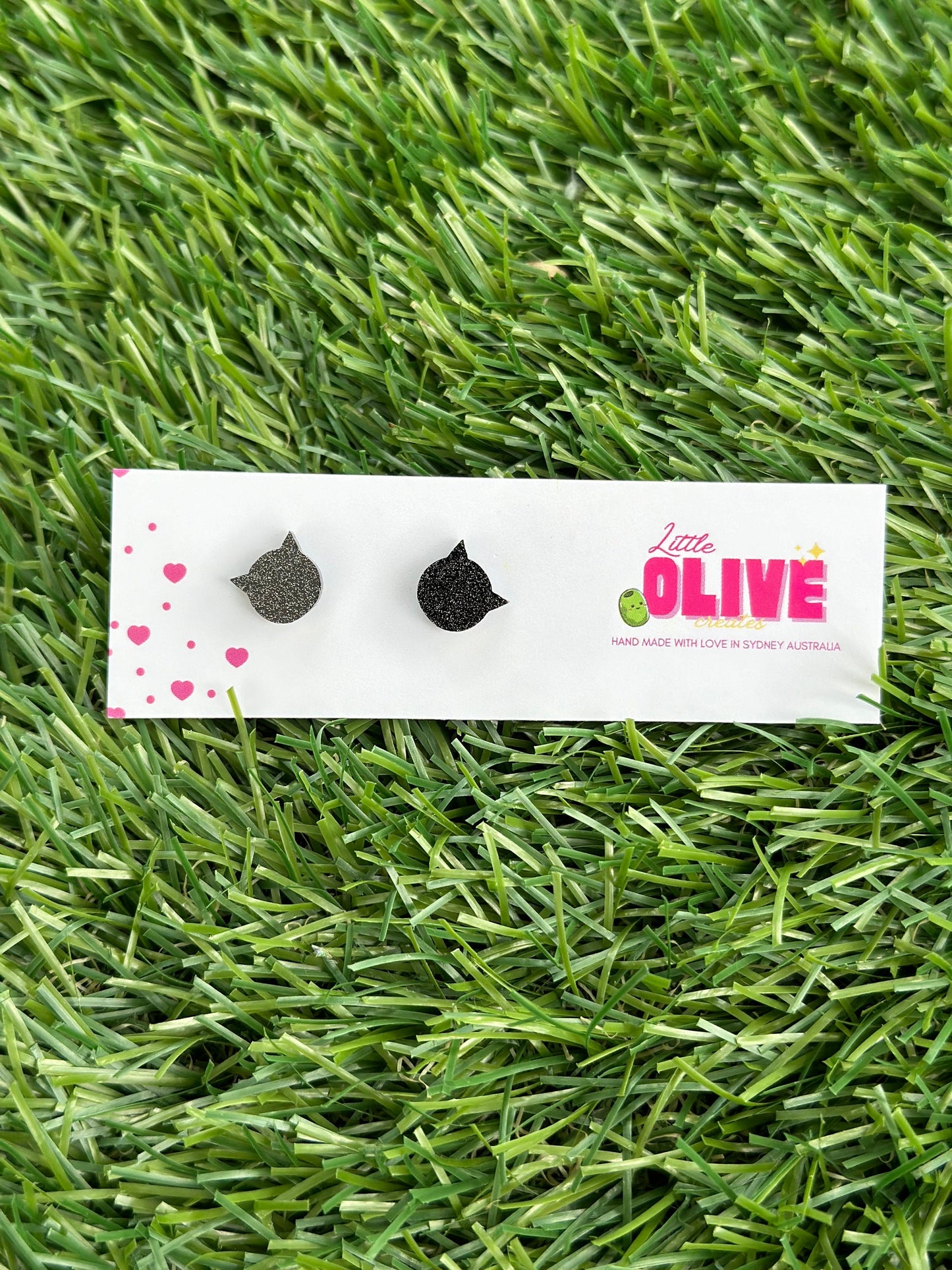 Glittery Black Cat Earrings - Whimsical Accessories for Cat Lovers!