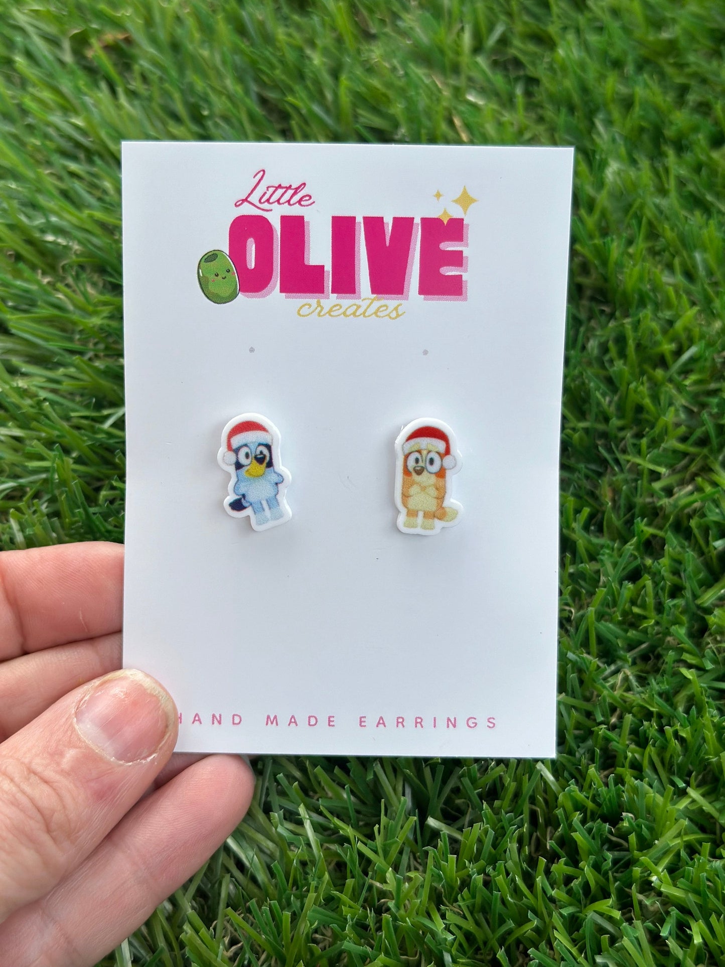 Adorable Bluey Christmas stud Earrings - 2 Festive Styles