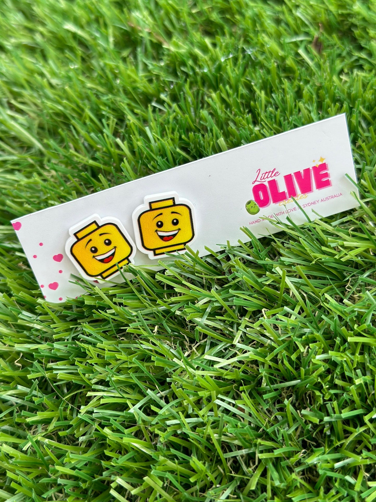 Playful Lego Head Stud Earrings - Fun for All Ages!