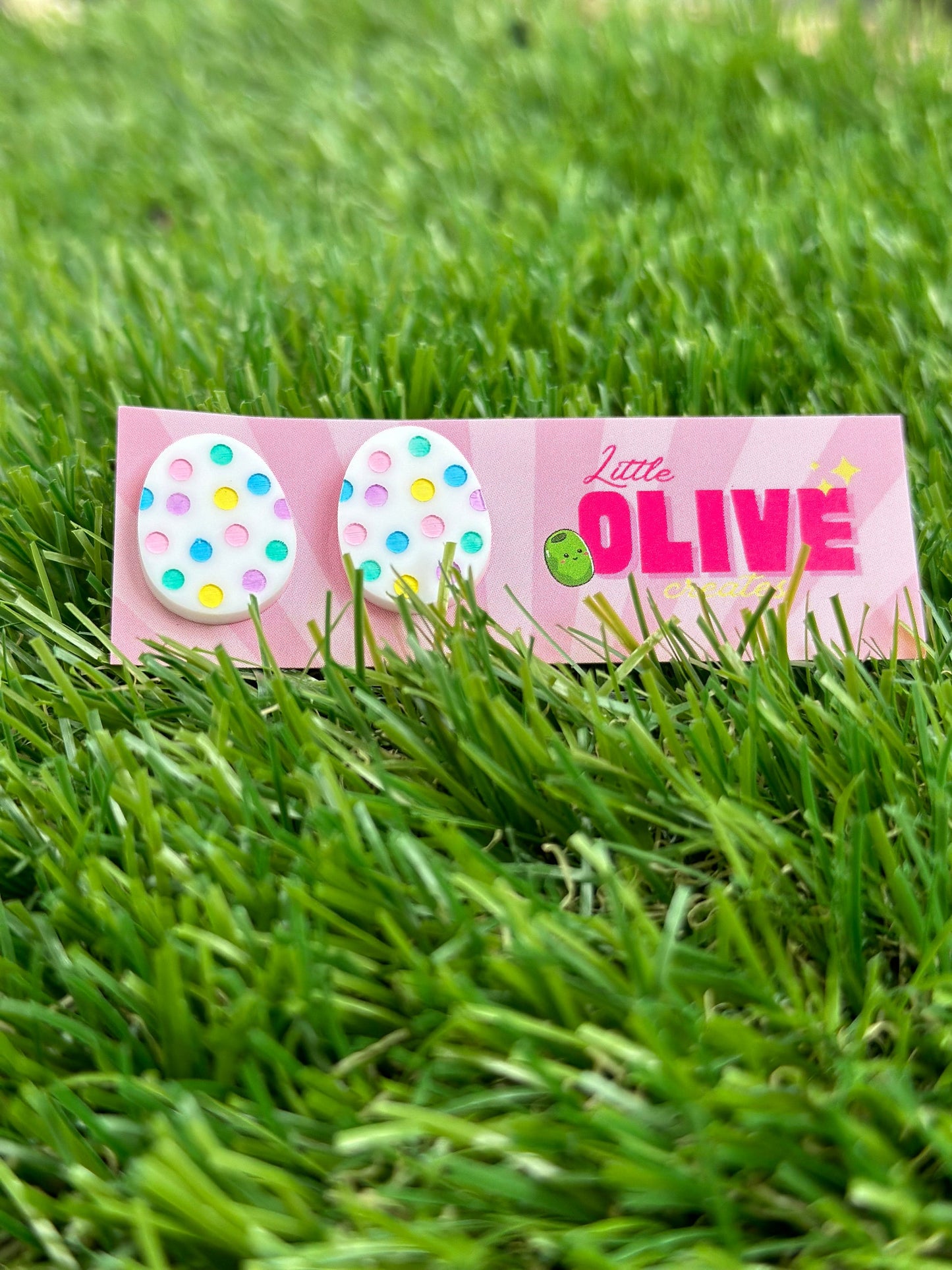 Hand Painted Pastel Polka Dot Easter Egg Stud Earrings - Fun for All Ages!