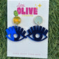 Blue Mirror “Beautiful Eyes” Dangle Earrings – Quirky Handmade Statement Jewelry