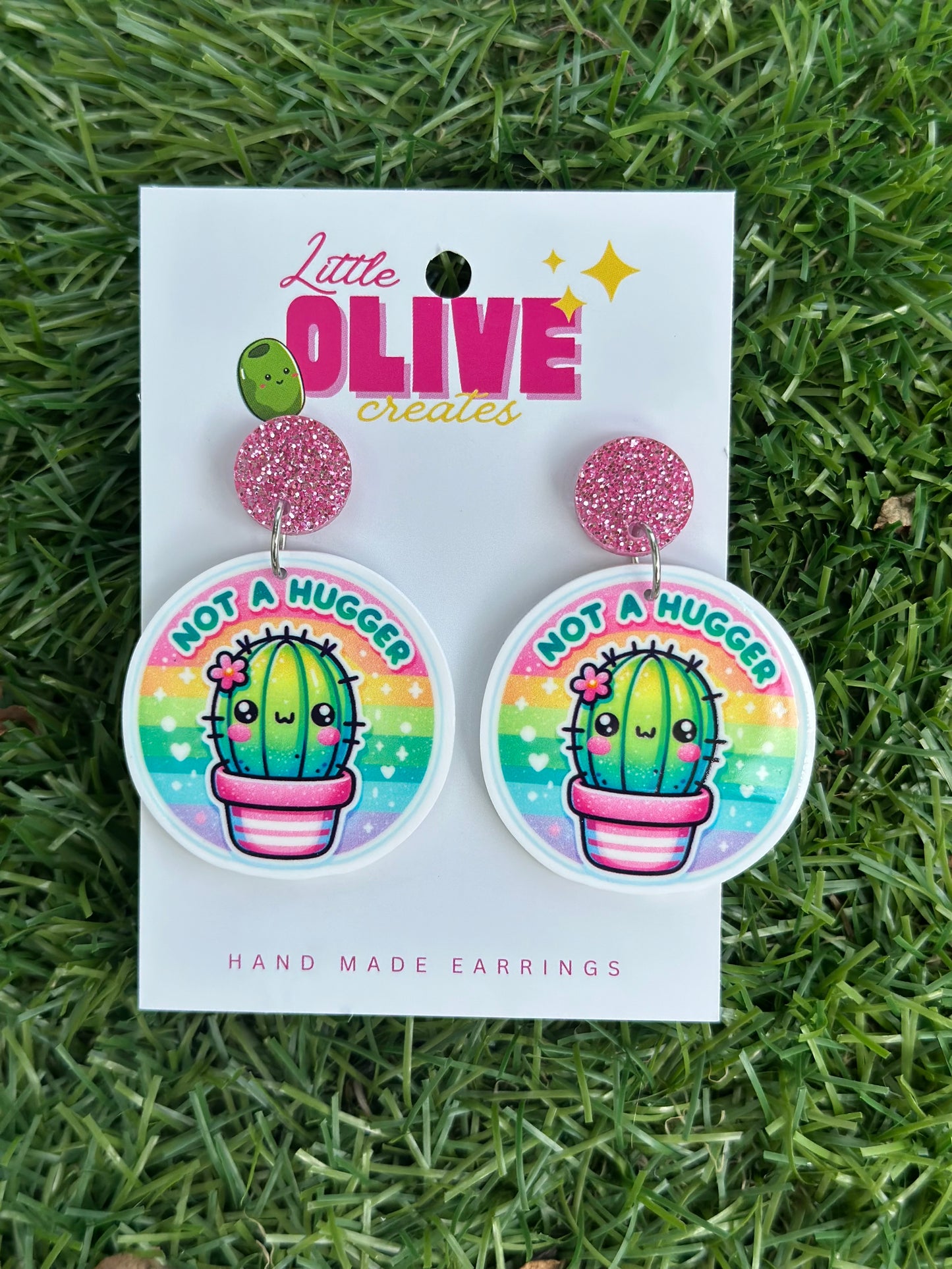 “Not a Hugger” Funny Cactus Dangle Earrings – Cute & Quirky Statement Jewelry