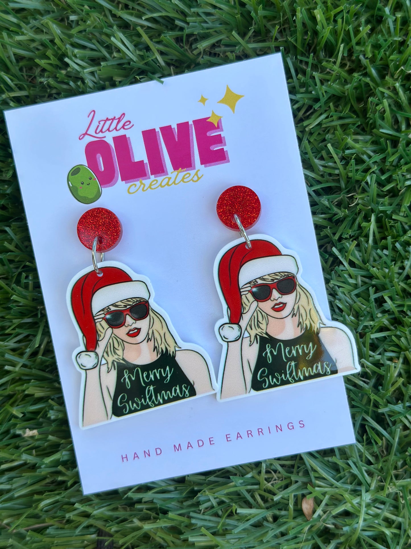 Taylor Swift-Inspired “Merry Swiftmas” Dangle Earrings