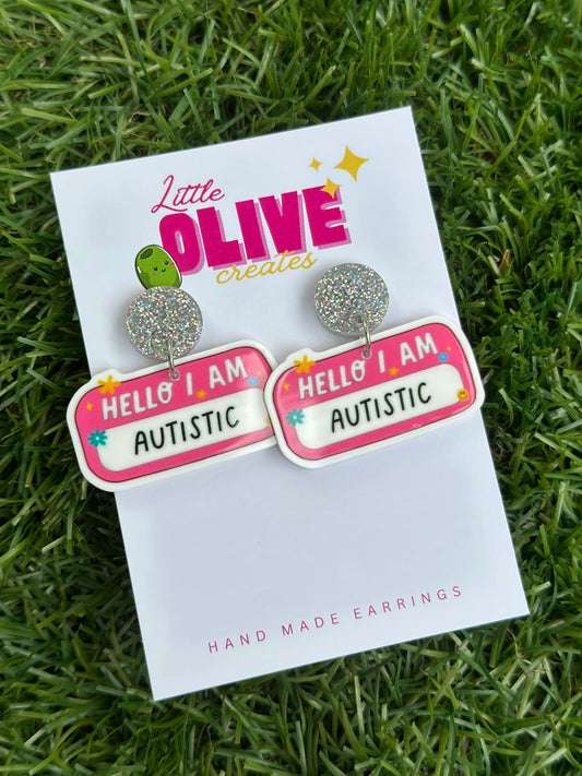 Hello, I'm Autistic" Neurodiversity Awareness Dangle Earrings