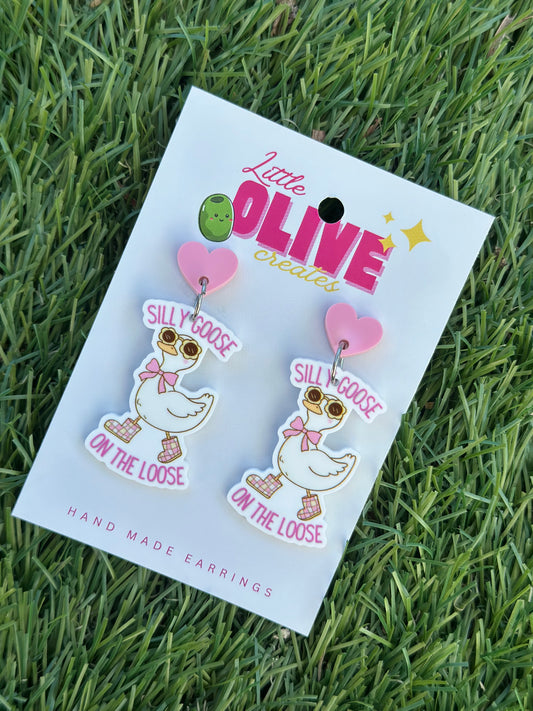 Silly Goose on the Loose Dangle Earrings 🪿💛