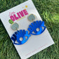 Blue Mirror “Beautiful Eyes” Dangle Earrings – Quirky Handmade Statement Jewelry