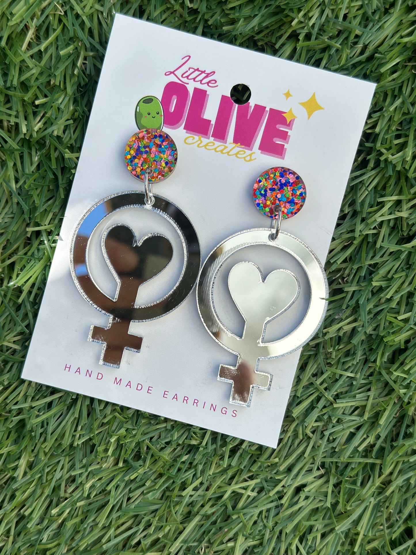 Femme Love Mirror Dangle Earrings | Statement Pride Jewelry