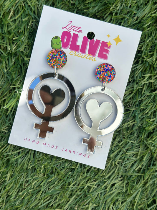 Femme Love Mirror Dangle Earrings | Statement Pride Jewelry
