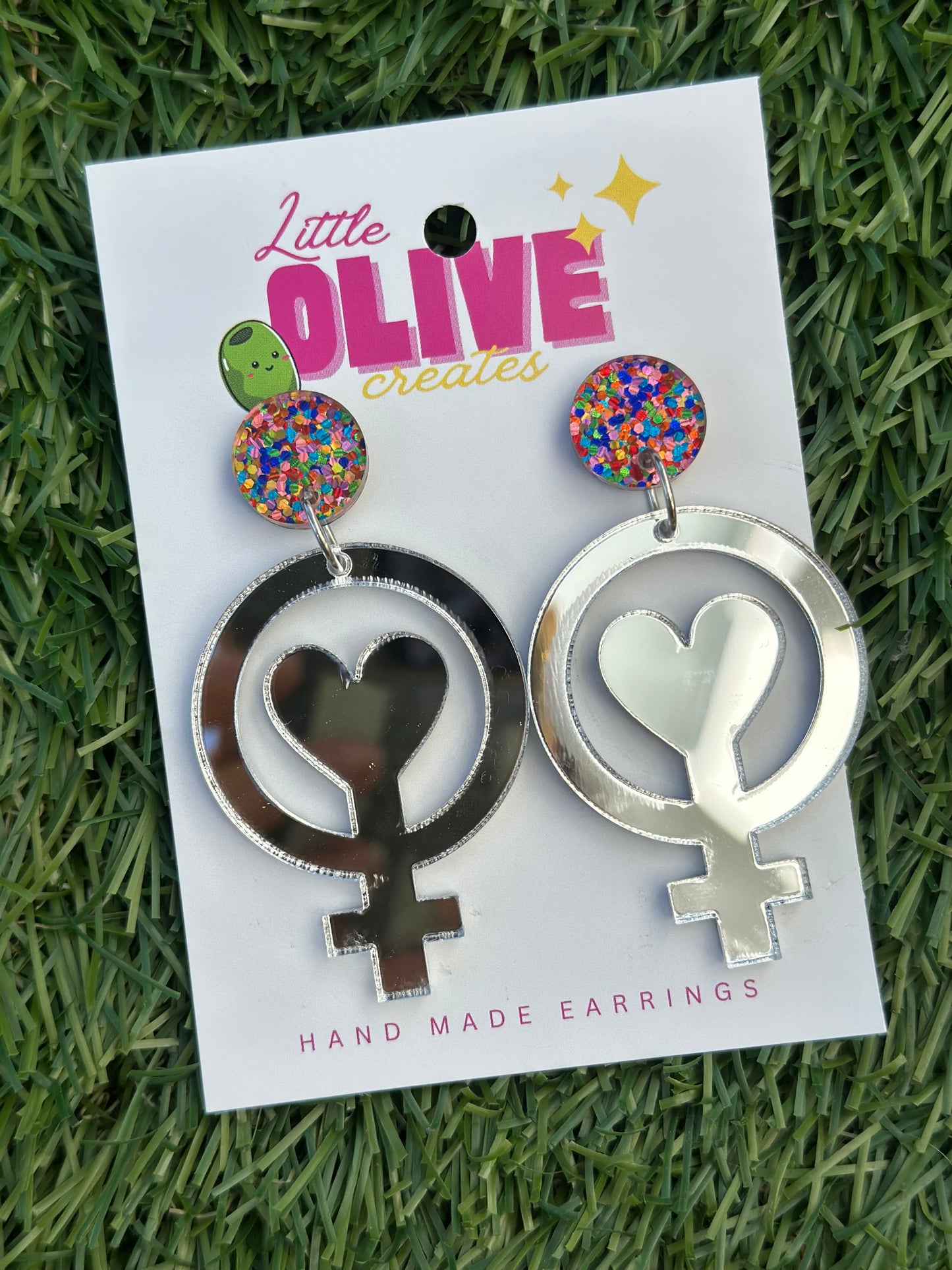 Femme Love Mirror Dangle Earrings | Statement Pride Jewelry