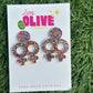 🌈 Confetti Acrylic Femme Love Dangle Earrings | Pride Statement Earrings | Handmade Hypoallergenic Earrings