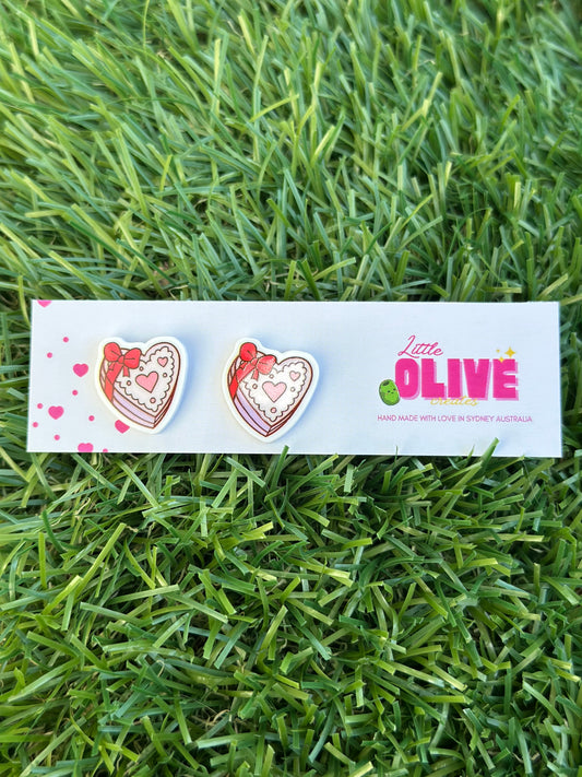Chocolate/Candy Box Heart Earrings – Perfect for Valentine’s Day 🍫💖