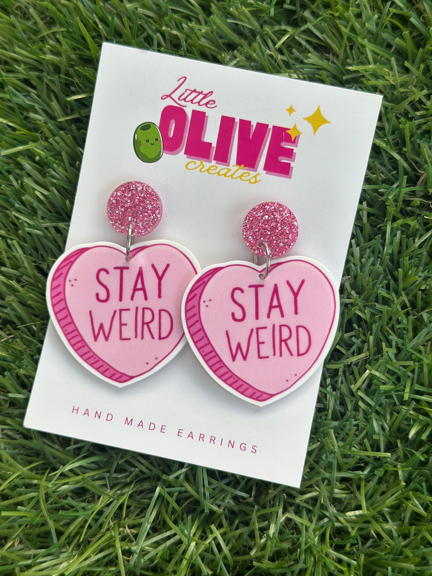 “Stay Weird” Heart Earrings – Perfect for Valentine’s Day 💖