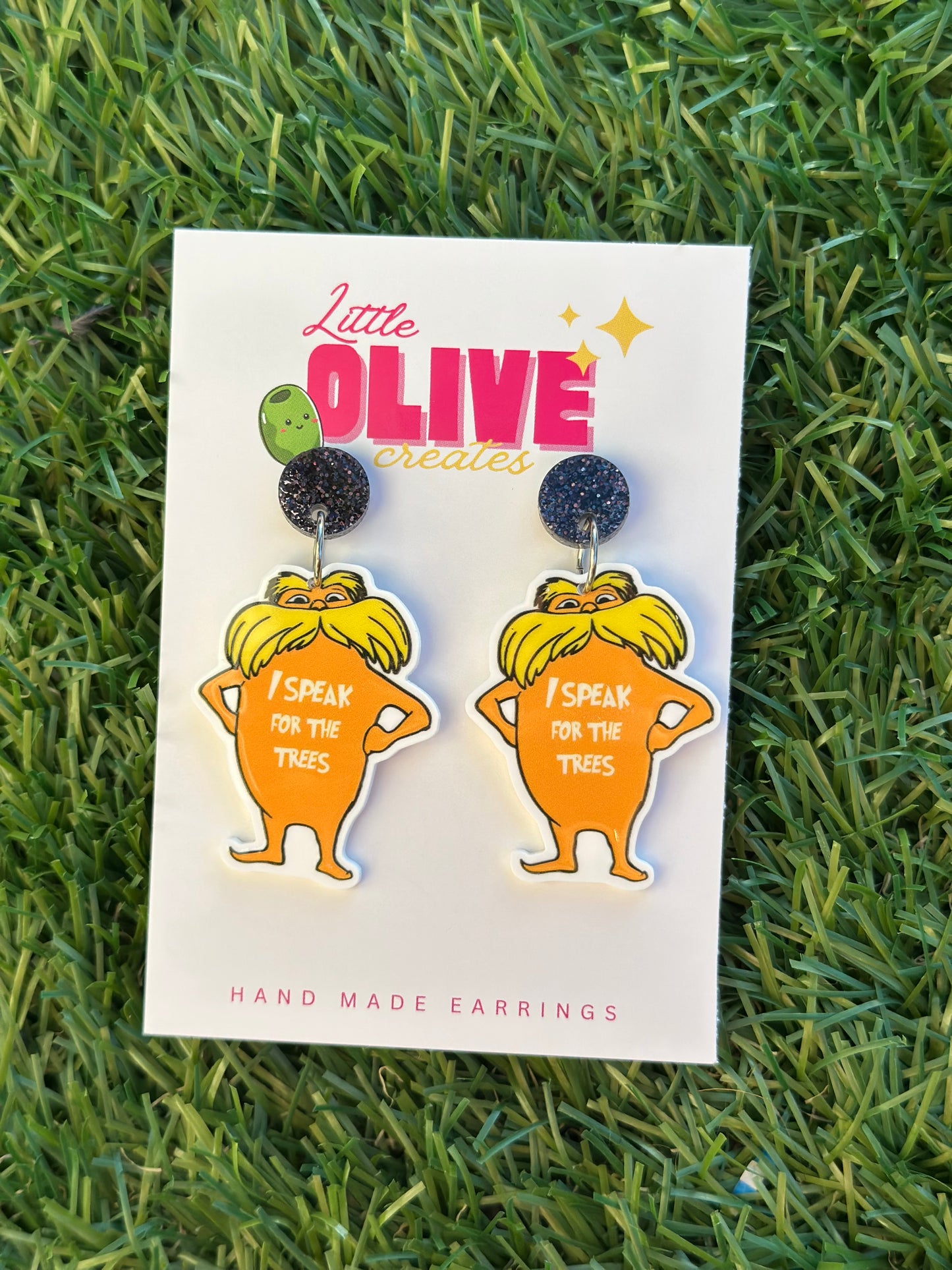 Lorax Inspired Acrylic Dangle Earrings