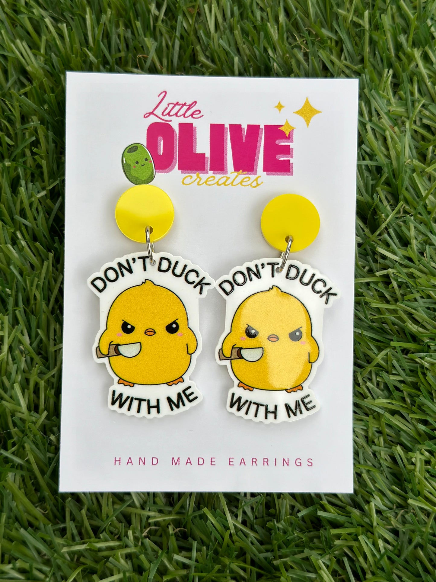 “Don’t Duck with Me” Statement Duck Dangle Earrings