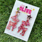 Gorgeous Reindeer Christmas Confetti Glitter Drop Earrings - Festive Holiday Magic
