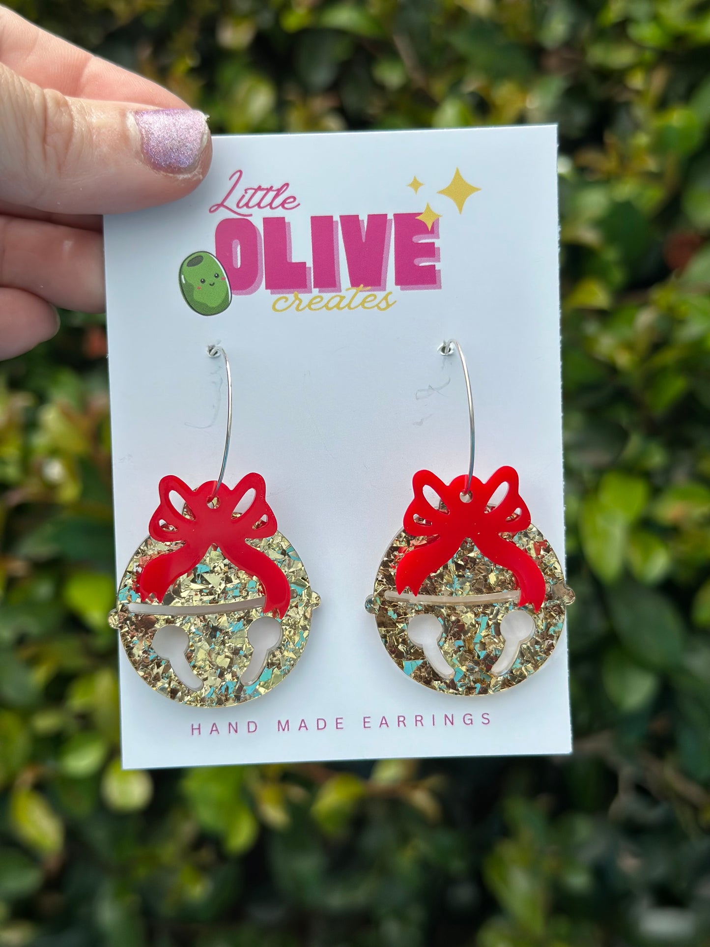 Sparkling Golden Bauble Christmas Earrings