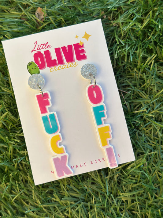 Fuck Off! Statement Acrylic Dangle Earrings (NSFW)