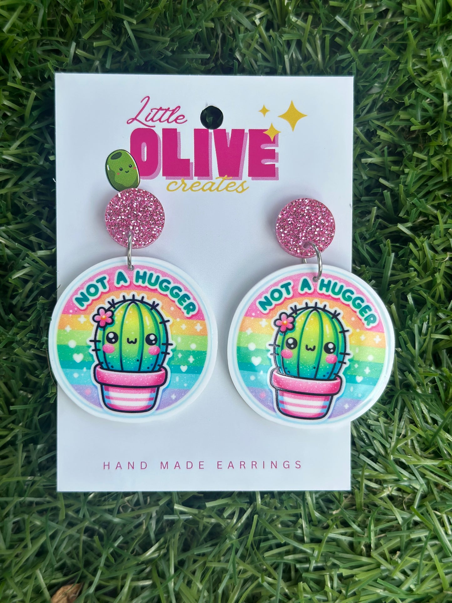 “Not a Hugger” Funny Cactus Dangle Earrings – Cute & Quirky Statement Jewelry