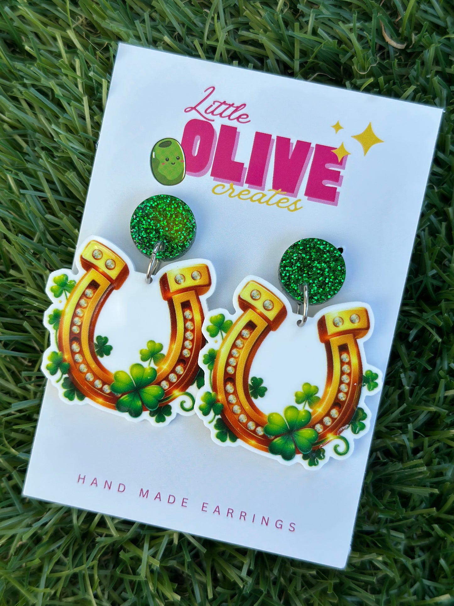 Glittery Lucky St. Patrick’s Day Dangle Earrings