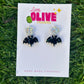 Quirky Glitter Bat Halloween Dangle Earrings - Two Sizes Available!