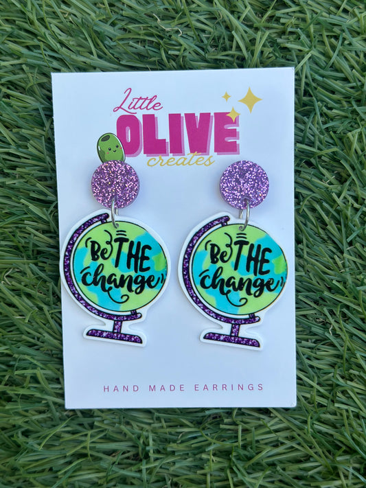 Be the Change Globe Teacher Dangle Earrings 🌍✨