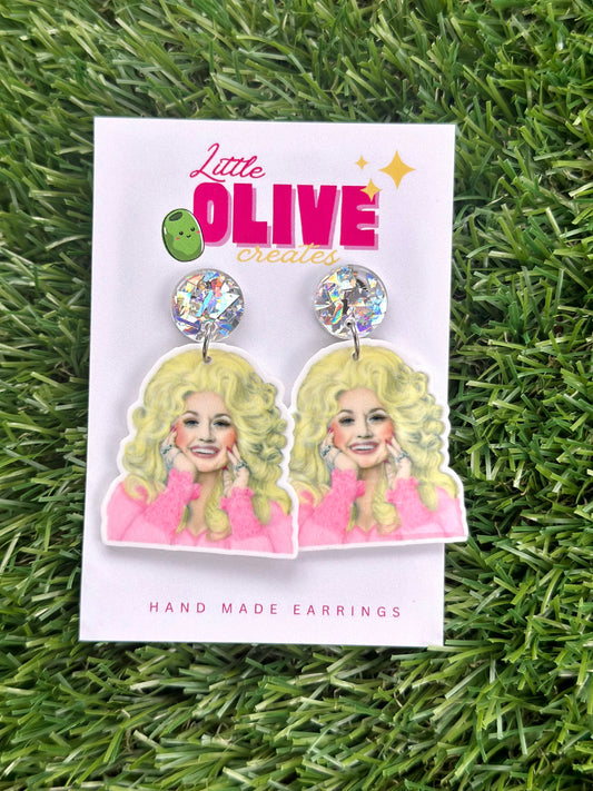Country Diva Dangle Earrings: Sparkle and Shine with Dolly's Charm!