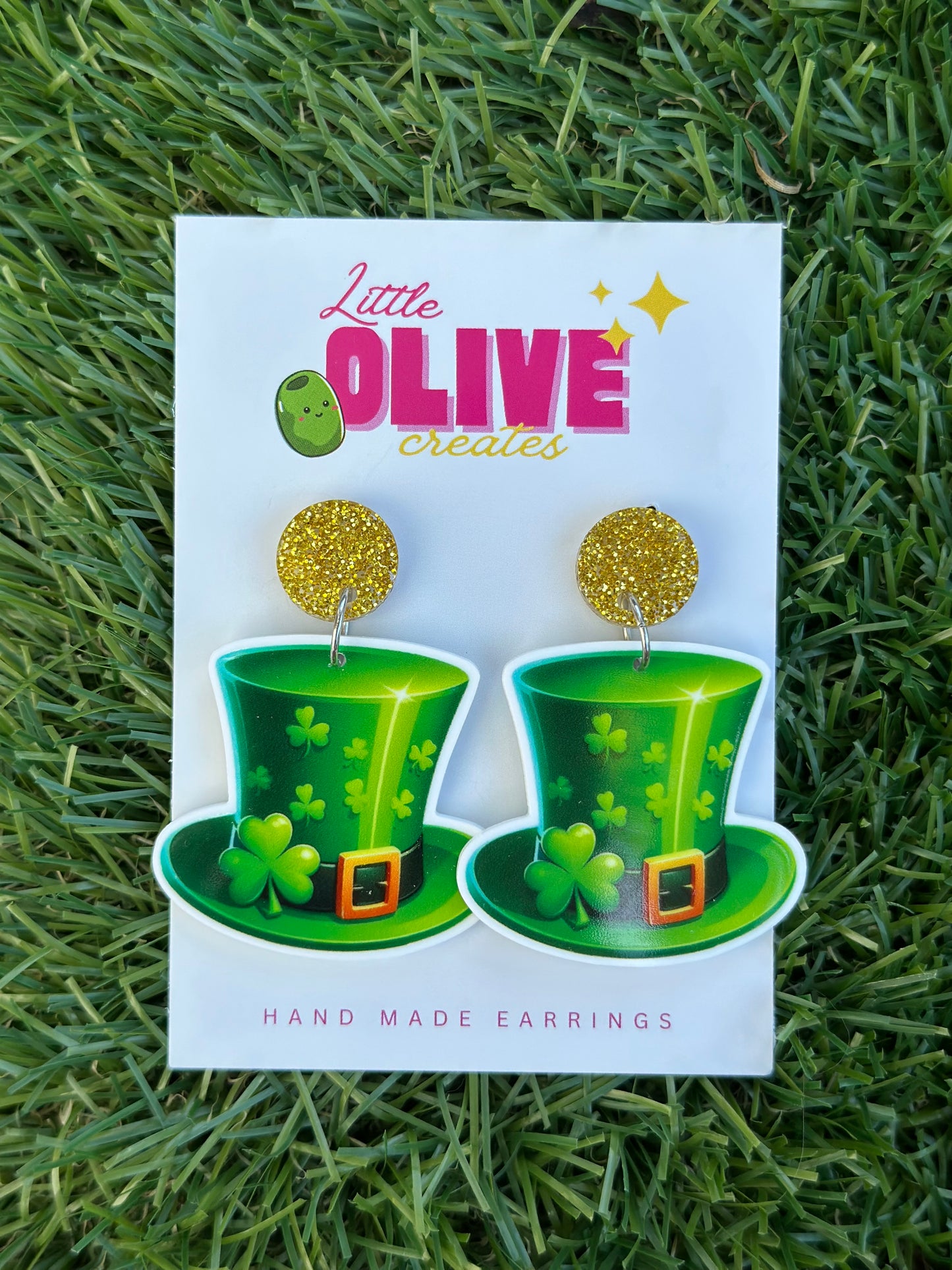 Glittery Lucky St. Patrick’s Day Dangle Earrings