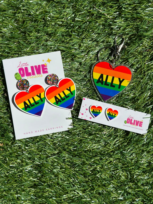 LGBTQ Ally Earrings | Pride Studs, Dangles & Keychain