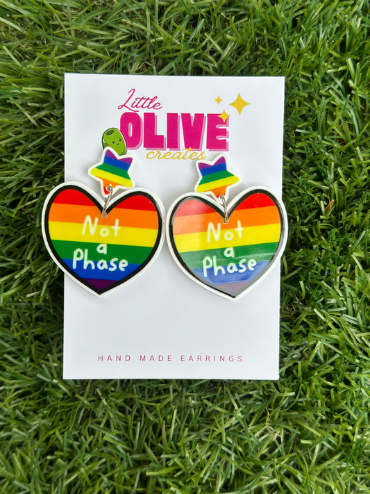 "Not a Phase"LGBTQI Awareness Dangle Earrings 🌈