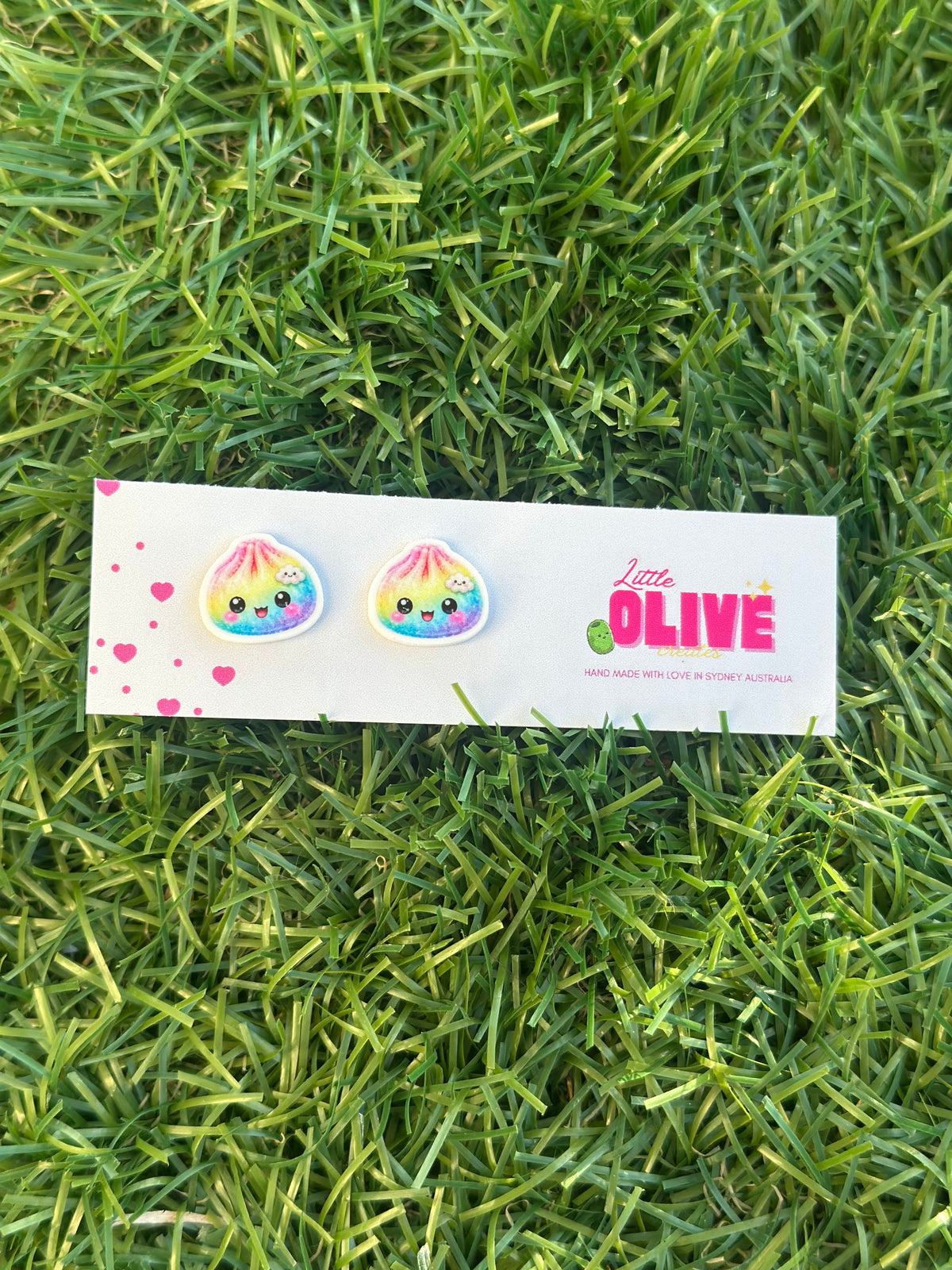 Squishy Dumpling Stud Earrings | Rainbow & Purple | Cute Kawaii Earrings 🥟🌈💜