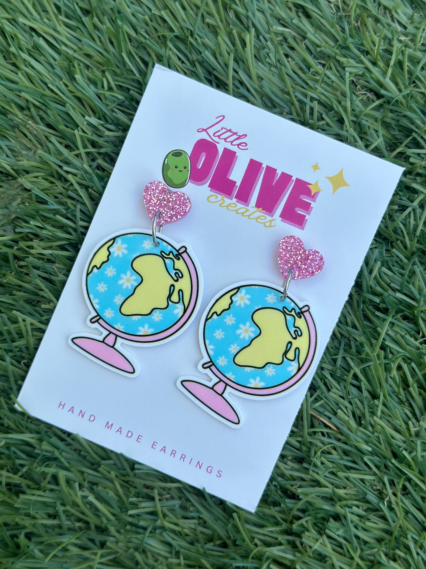 Pink Globe Teacher Dangle Earrings – Geography Teacher Statement Earrings 🌍💗