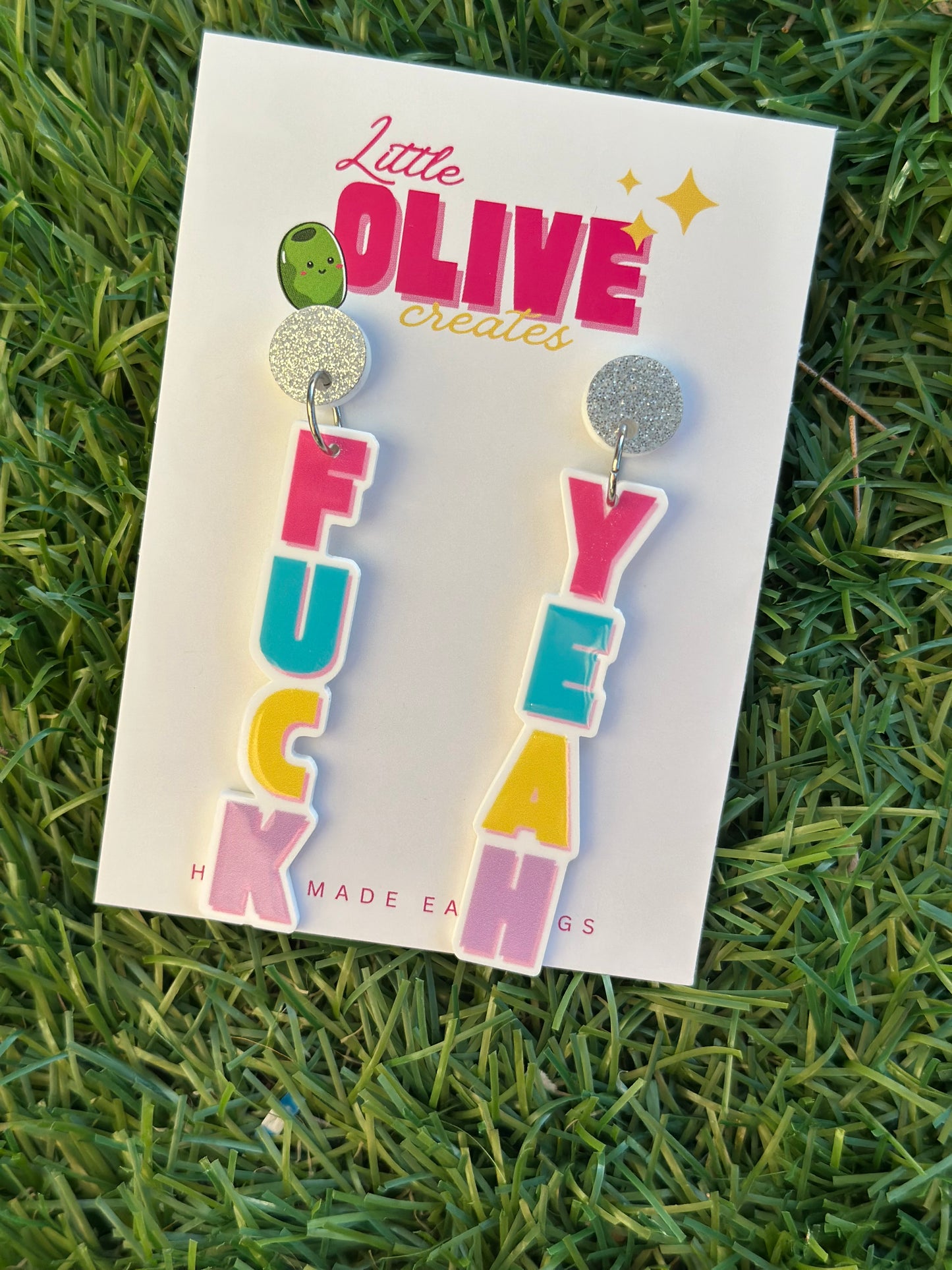 Fuck Yeah! Statement Acrylic Dangle Earrings (NSFW)