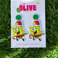 Sponge-Inspired Christmas Dangle Earrings – Festive Holiday Design