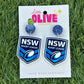 State of Origin NSW Blues Dangle or Stud Earrings – Game Day Ready