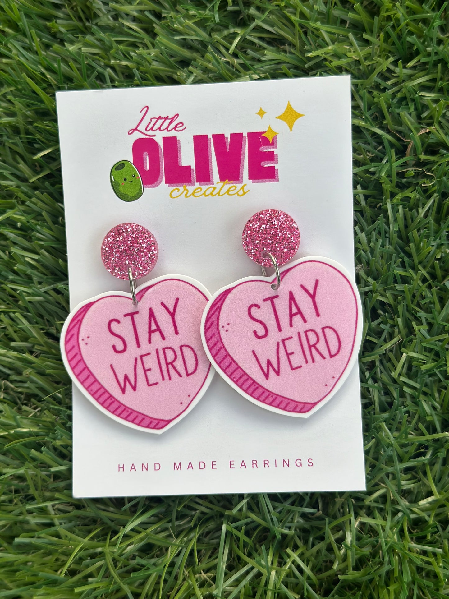 “Stay Weird” Heart Earrings – Perfect for Valentine’s Day 💖