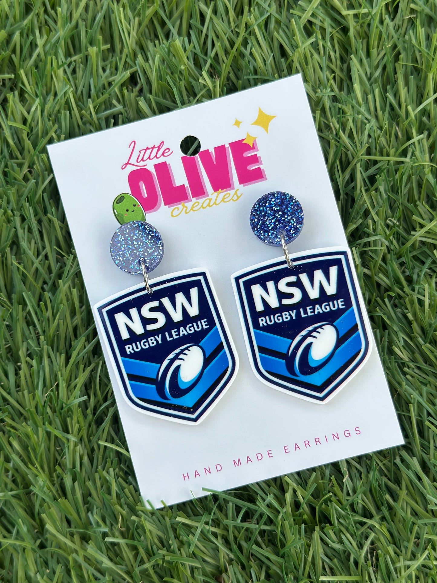 State of Origin NSW Blues Dangle or Stud Earrings – Game Day Ready