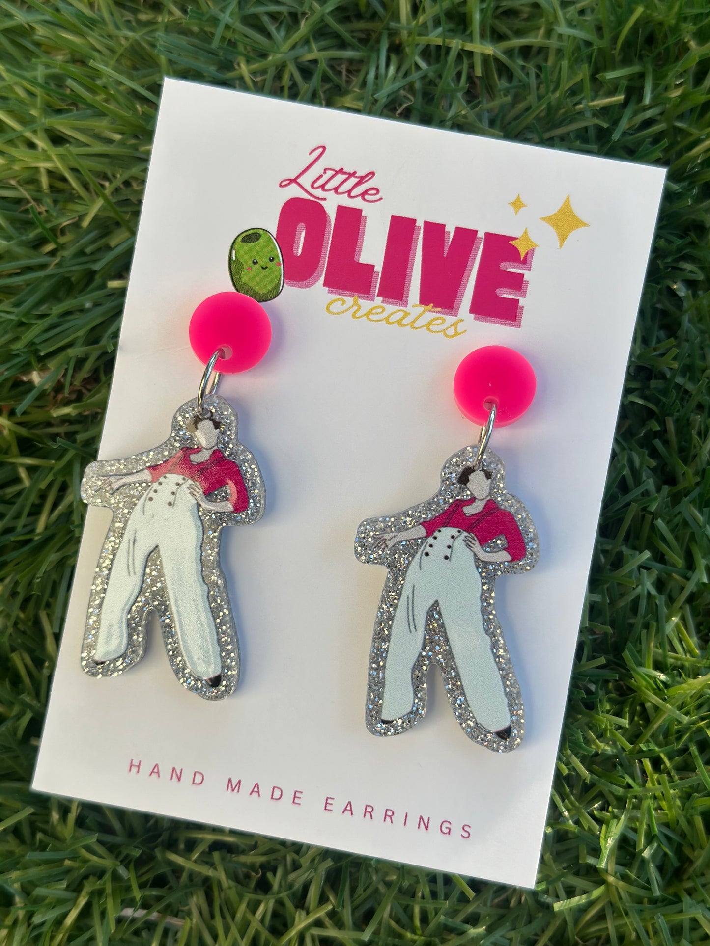 Harry Styles Inspired Earrings | Silver Glitter Statement Dangles ✨🪩