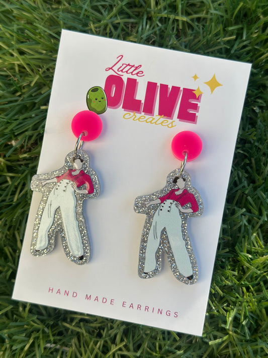 Harry Styles Inspired Earrings | Silver Glitter Statement Dangles ✨🪩