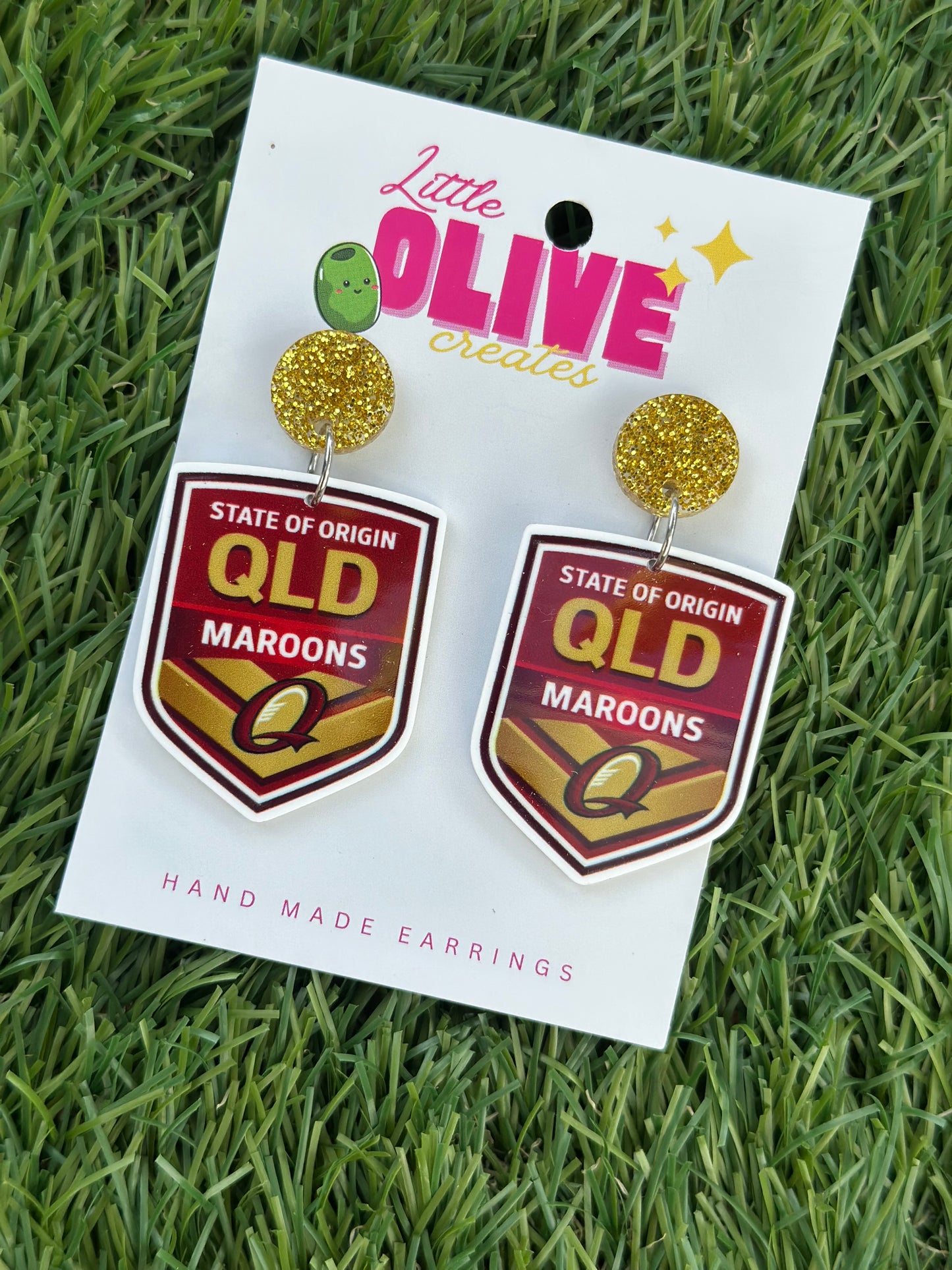 State of Origin Queensland Maroons Dangle or Stud Earrings – Game Day Ready!