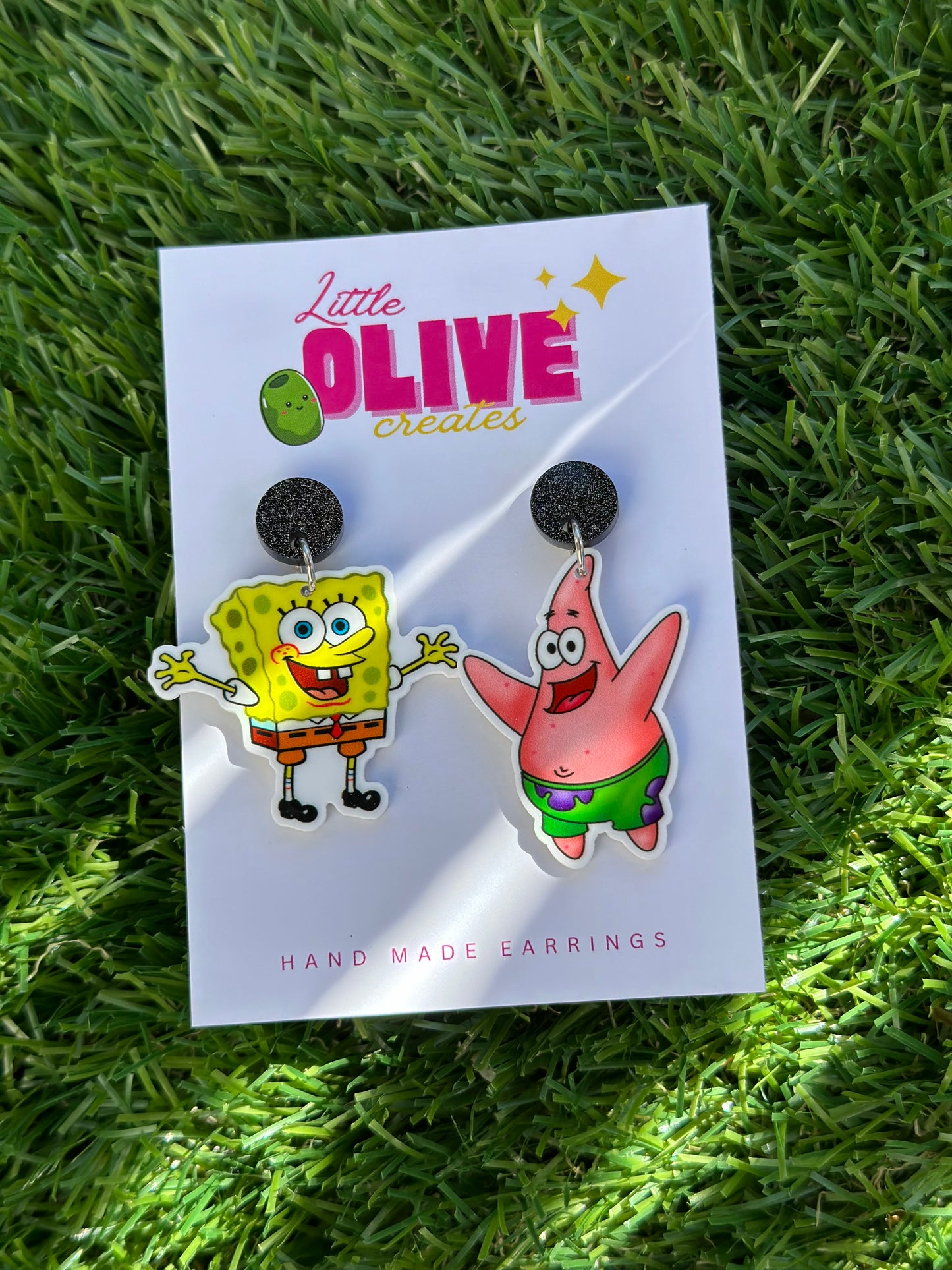 Sponge and Star Fun Dangle or Stud Earrings 🌊✨