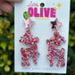 Gorgeous Reindeer Christmas Confetti Glitter Drop Earrings - Festive Holiday Magic