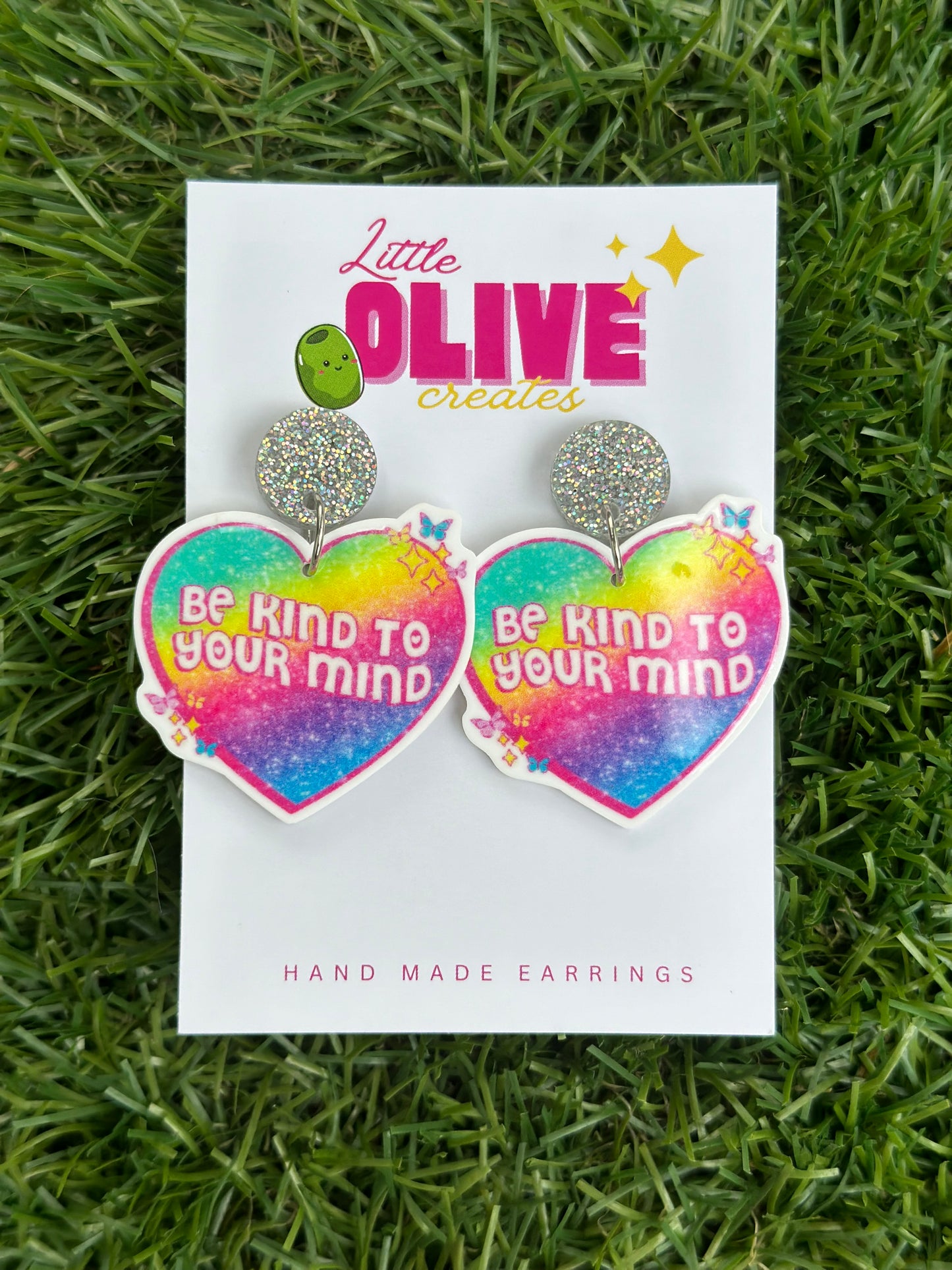 Be Kind To Your Mind- Mental Health Awareness Dangle Earrings