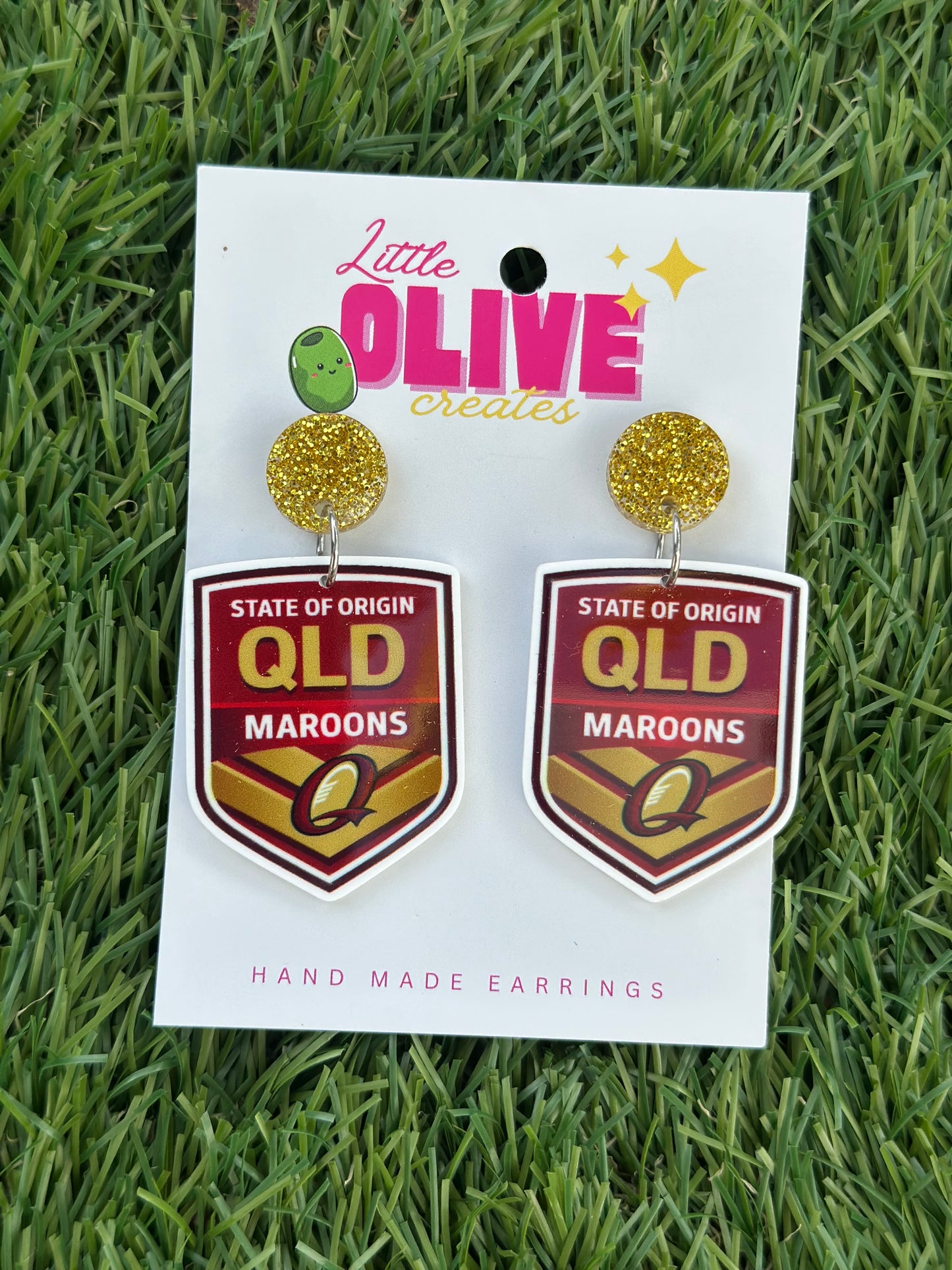 State of Origin Queensland Maroons Dangle or Stud Earrings – Game Day Ready!