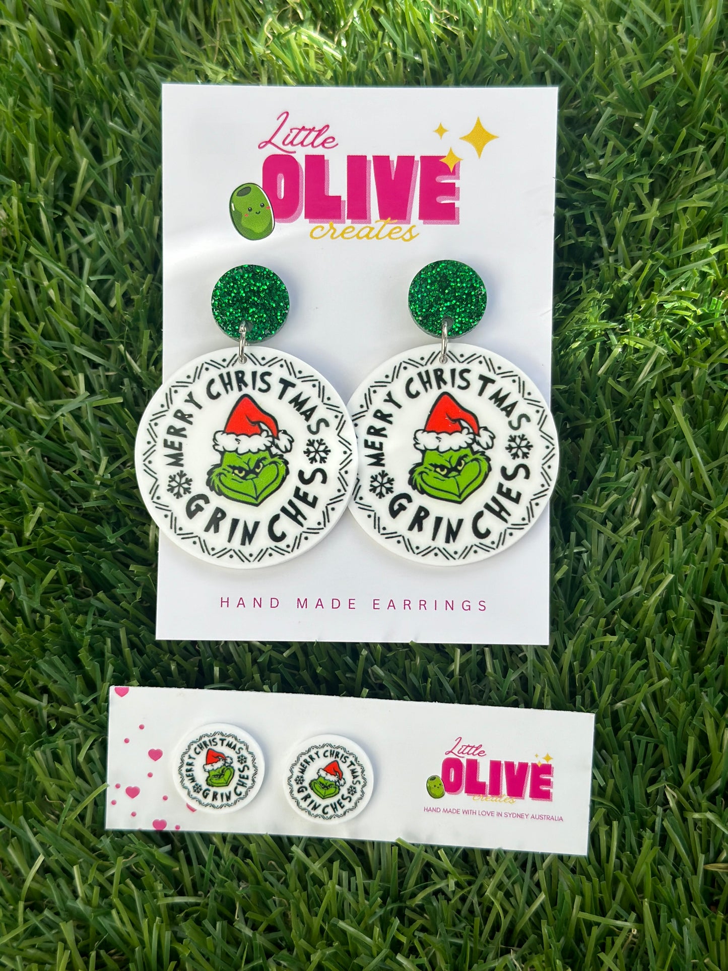 Merry Christmas Grinches Stud or Dangle Earrings