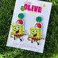Sponge-Inspired Christmas Dangle Earrings – Festive Holiday Design