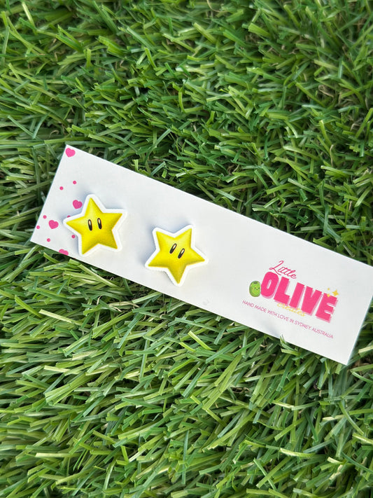 Mario Star Stud Earrings – Cute Gamer Girl Accessories | Hypoallergenic & Handmade