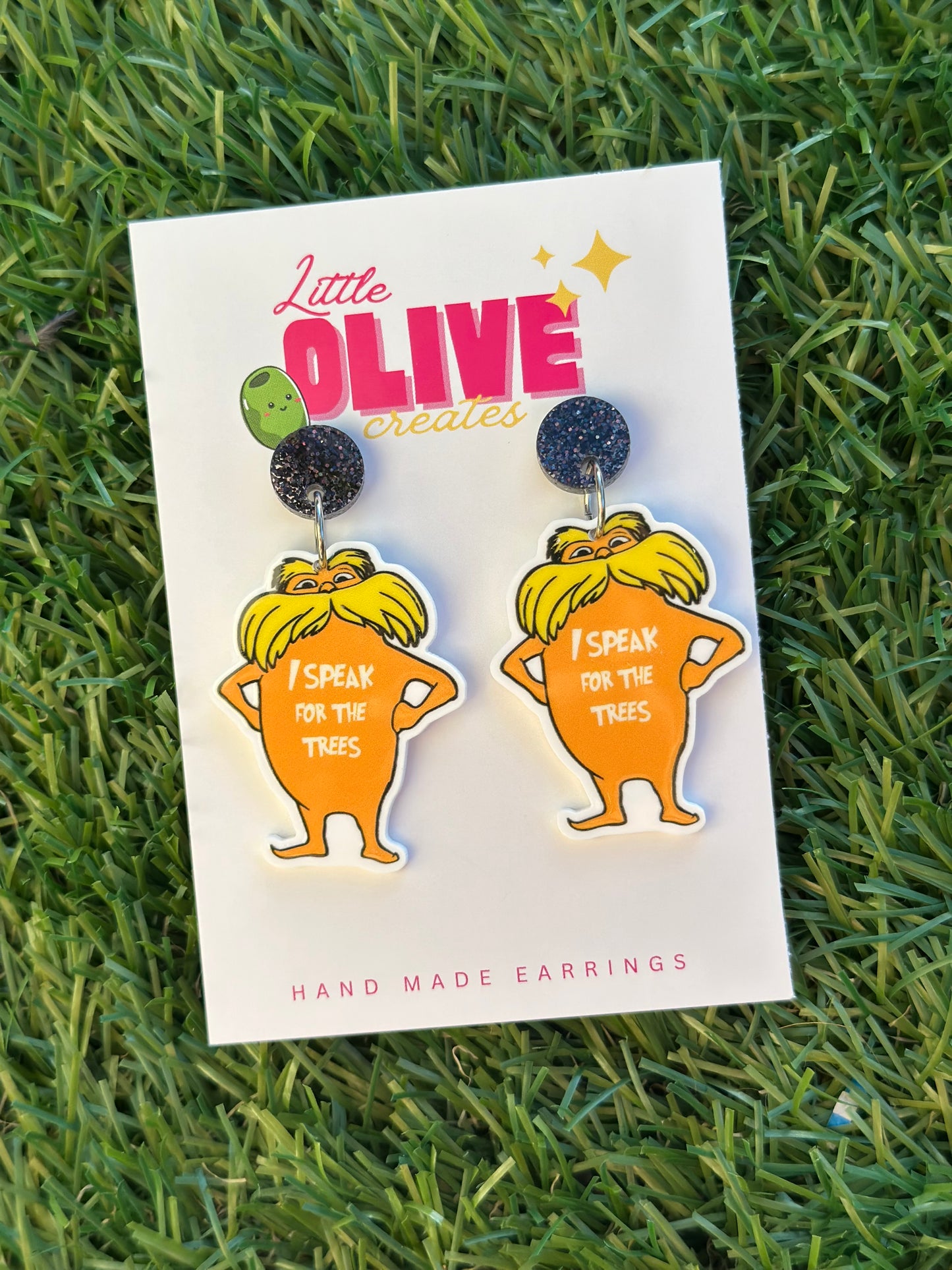 Lorax Inspired Acrylic Dangle Earrings