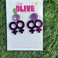 💜 Purple Mirror & Glitter Femme Love Dangle Earrings | Pride Statement Jewelry